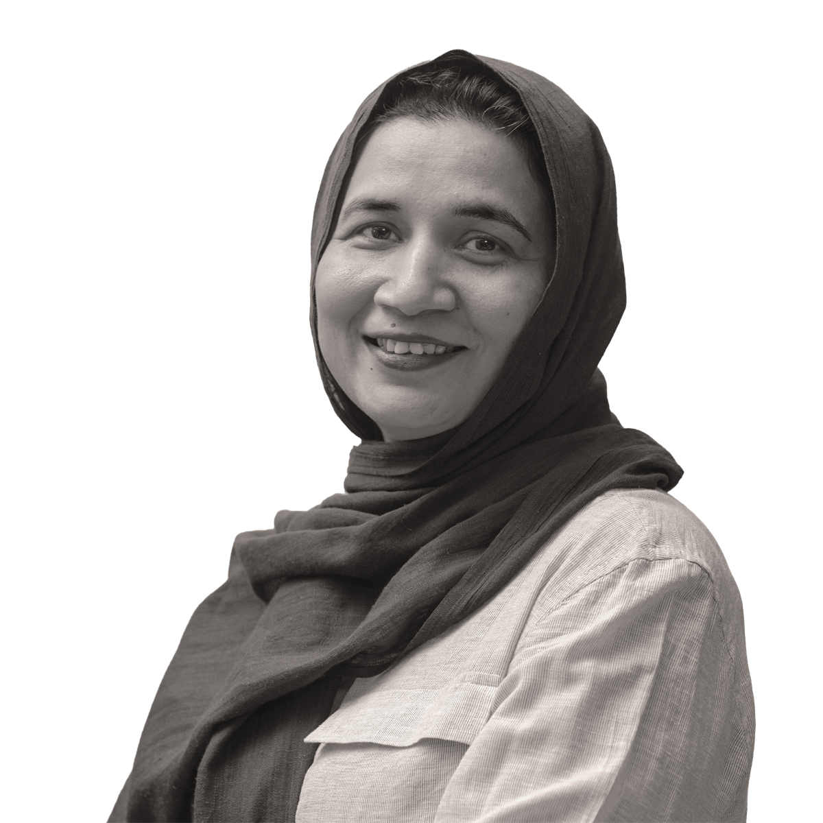 Monochrome portrait of Aisha Ali
